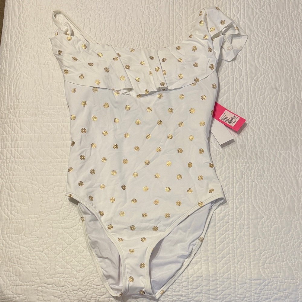 Lilly Pulitzer White and Gold One-Piece Swimsuit